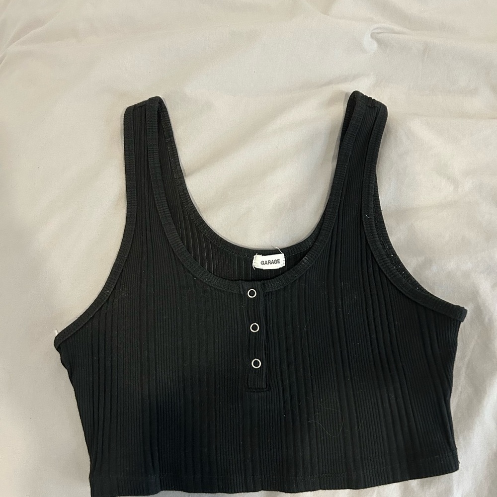 Garage Black Ribbed Crop Top